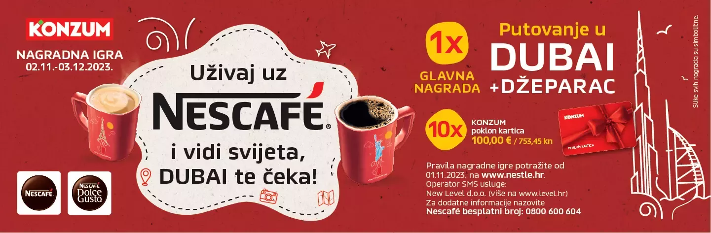 Informacije o nagradnoj igri Uživaj uz NESCAFÉ i vidi svijeta, Dubai te čeka!
